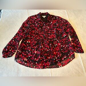 Coldwater Creek Vibrant Red and Black Blouse